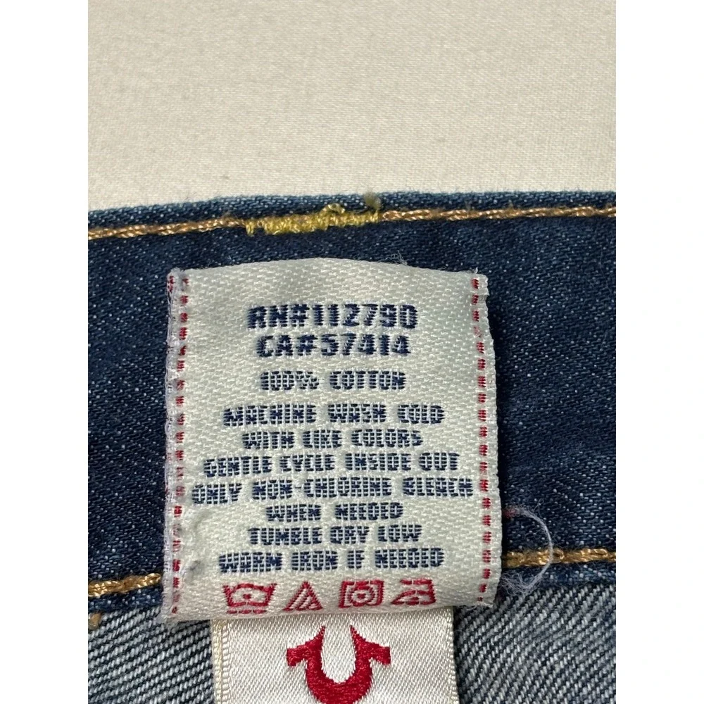 VTG True Religion‎ Ricky Straight Leg Jeans Mens 42X34 Medium Wash Blue Made USA